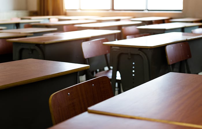 A classroom full of desks