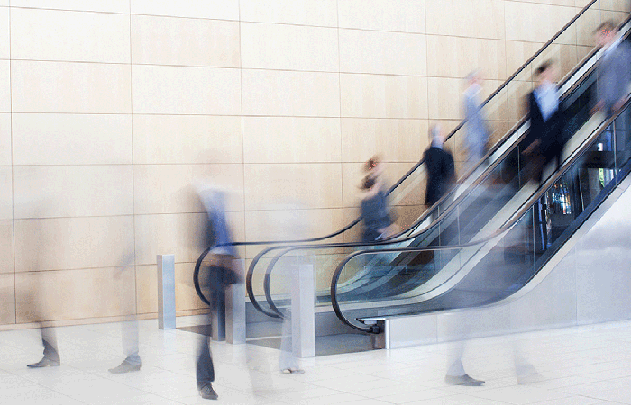 People on an escalator